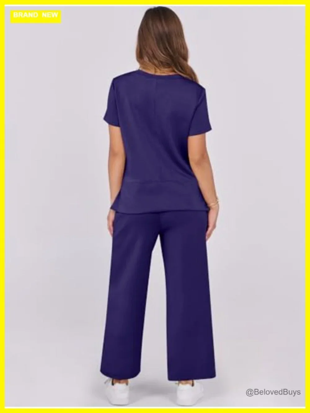 2 Piece Lounge Set Short Sleeve Wide Leg Casual Matching Tracksuit